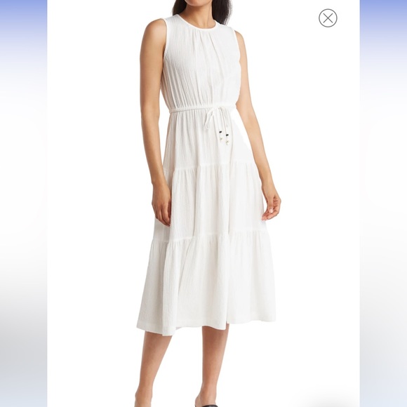 CALVIN KLEIN tiered
Crinkle Gauze Ruffle Dress - Picture 12 of 12